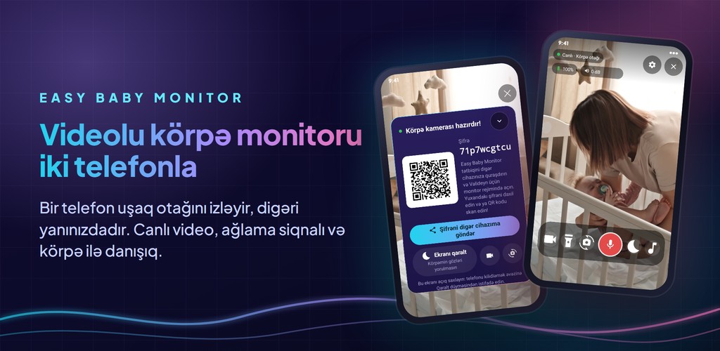 Easy Baby Monitor: iki telefonla videolu körpə monitoru