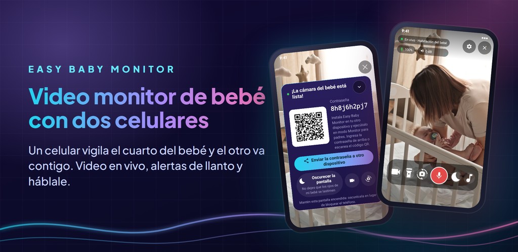 Easy Baby Monitor: monitor de bebé con video y dos celulares