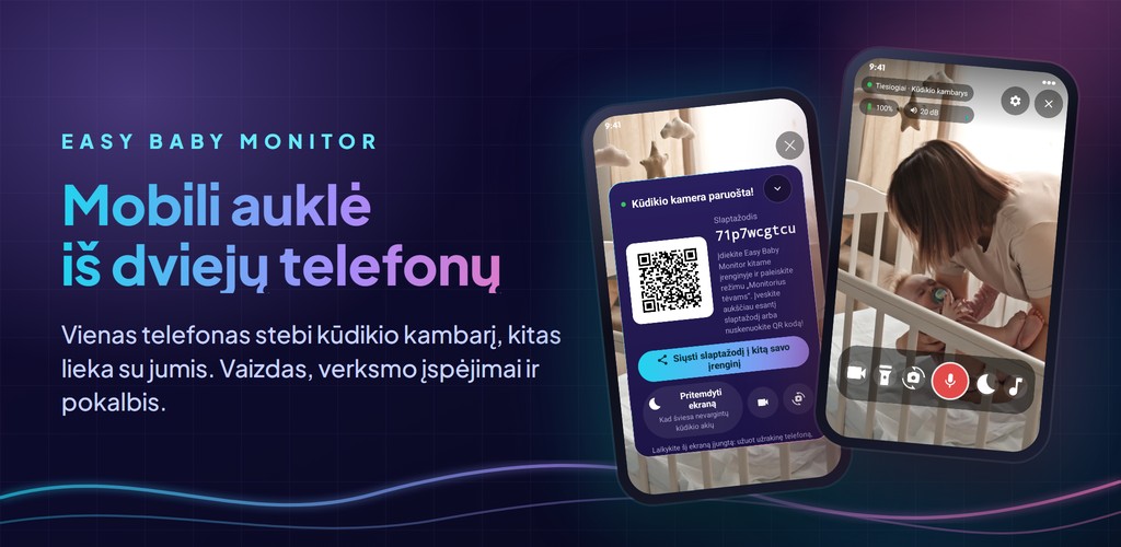 Easy Baby Monitor: vaizdo auklė iš dviejų telefonų