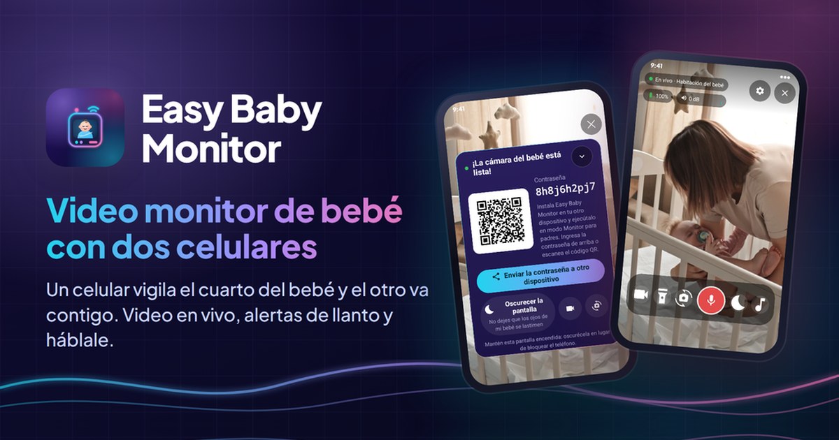 Easy Baby Monitor: monitor de bebé con video y dos celulares