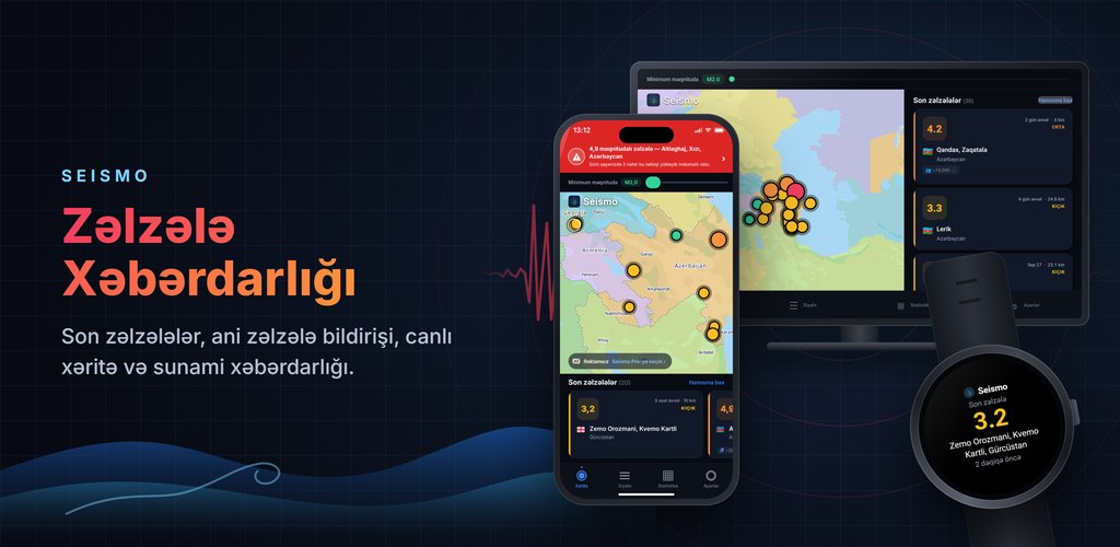 Seismo — Zəlzələ xəbərdarlığı, real vaxtda