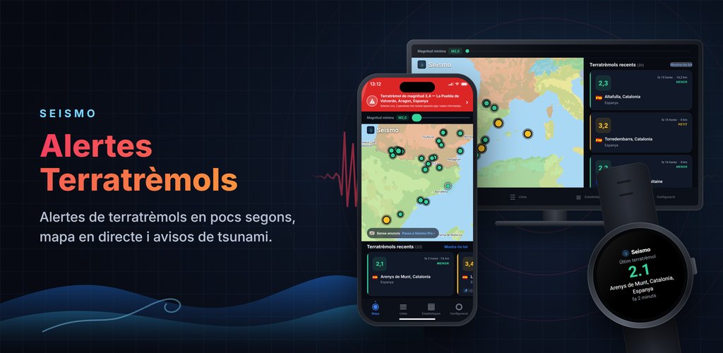 Seismo — Alertes de terratrèmols, en temps real