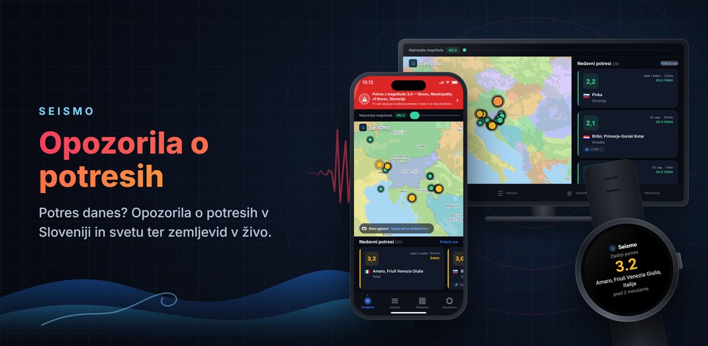 Seismo — Opozorila o potresih v realnem času