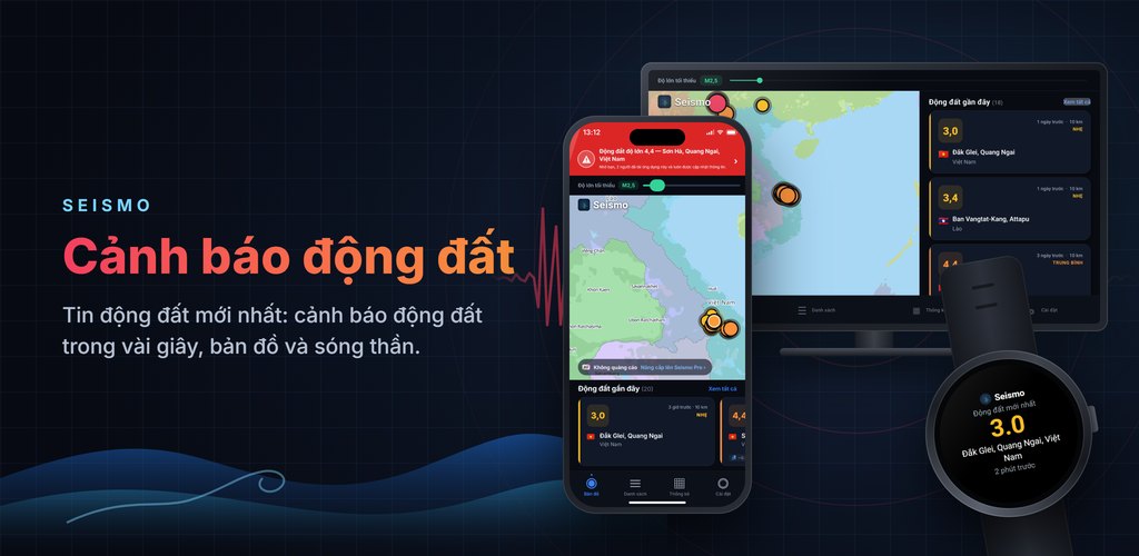 Seismo — Cảnh báo động đất theo thời gian thực
